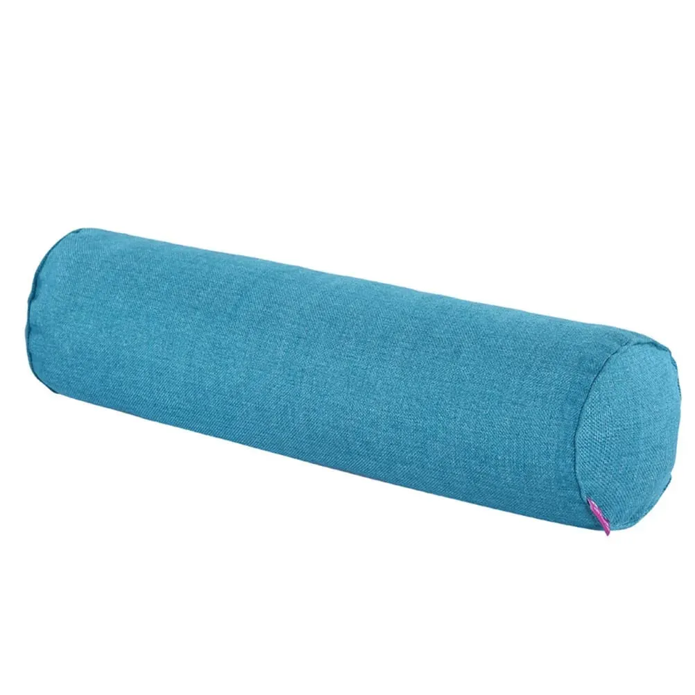 1Pcs Cylinder-Shaped Fabric Throw Pillow Linen Long Waist Cushion Soft Comfortable Peacock Blue Bolster for Home Office