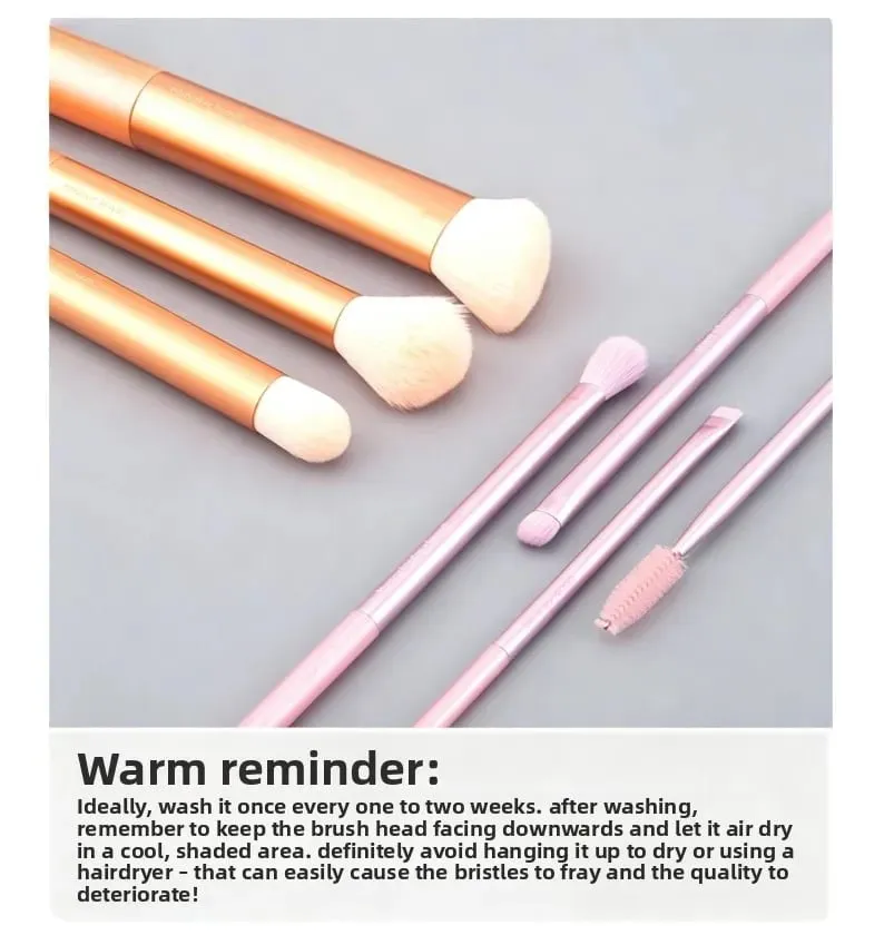 7Pcs R Series Orange Slanted Cut Makeup Brush Set with Beauty Sponge Blender Fluffy Brushes for Foundation Make-up — image 5