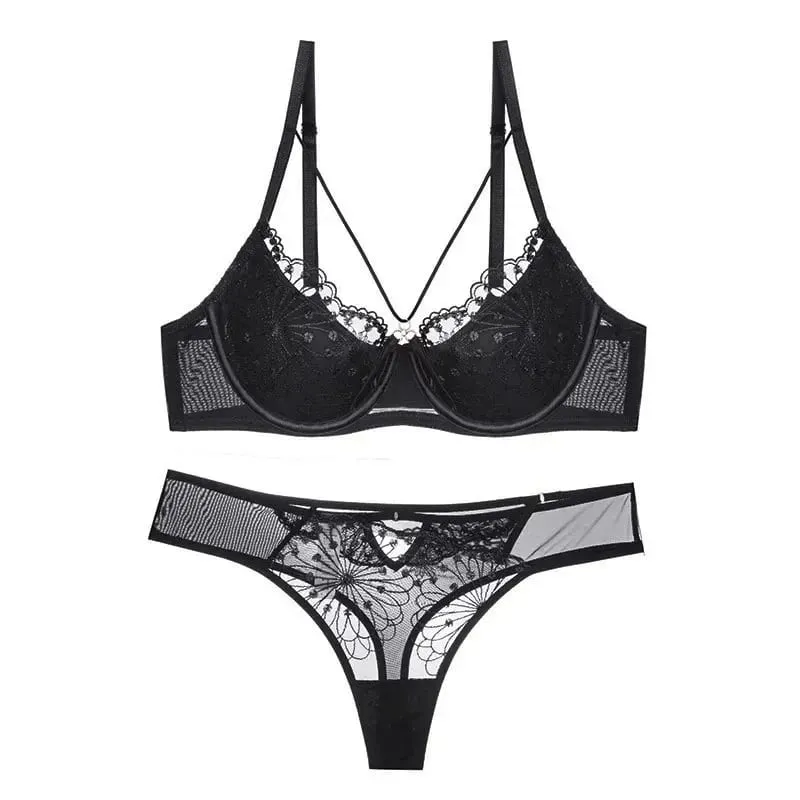 Pure Desire Sexy French Lace Bra For Women Summer Thin Cup Push‑Up Brassiere Casual Fashion Lingerie Underwear 34‑40 BANERDANNI