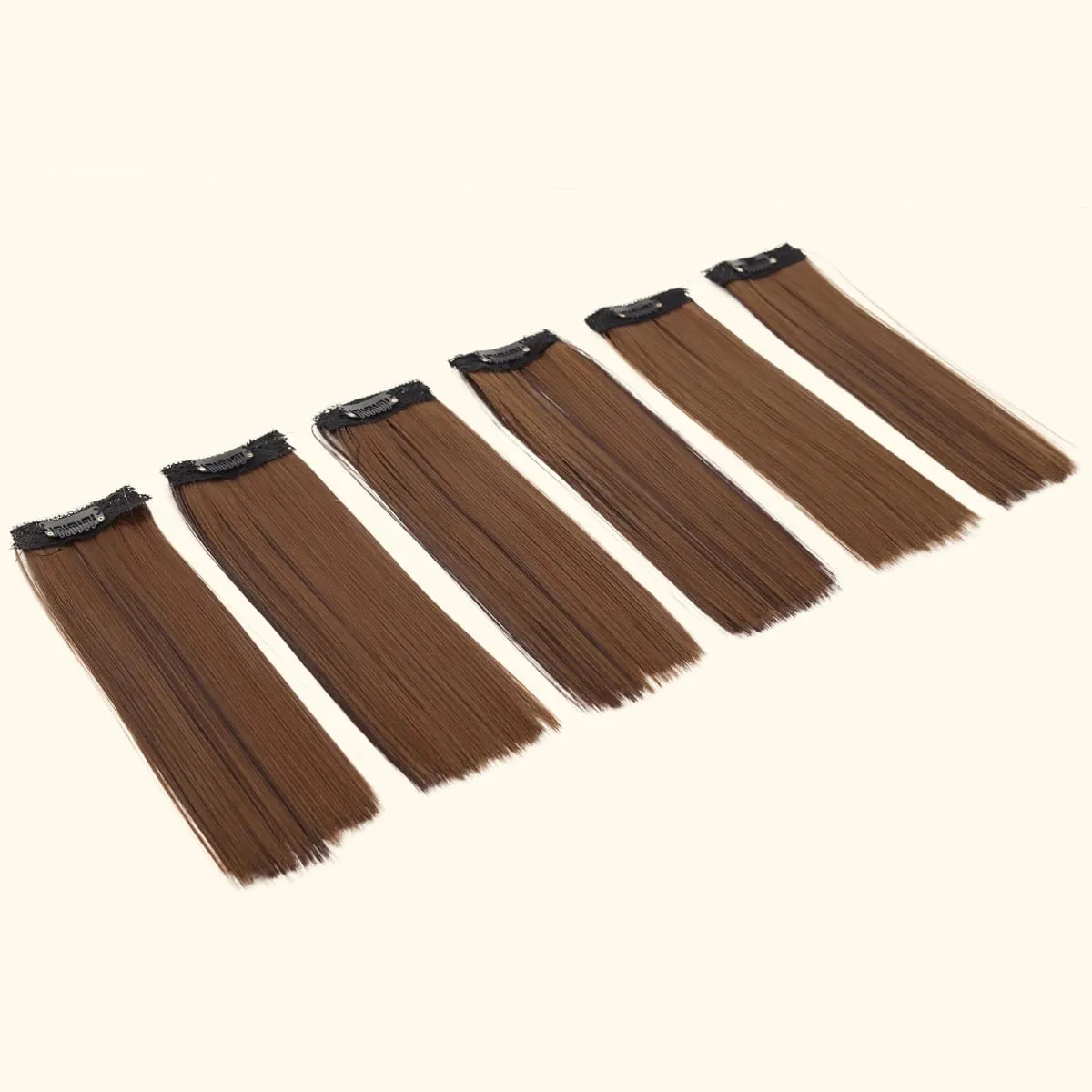 6PCS 6 Clips In Synthetic Hair Extensions Medium Short Straight Clip In Highlights Hairpiece For Women Daily Use — image 7