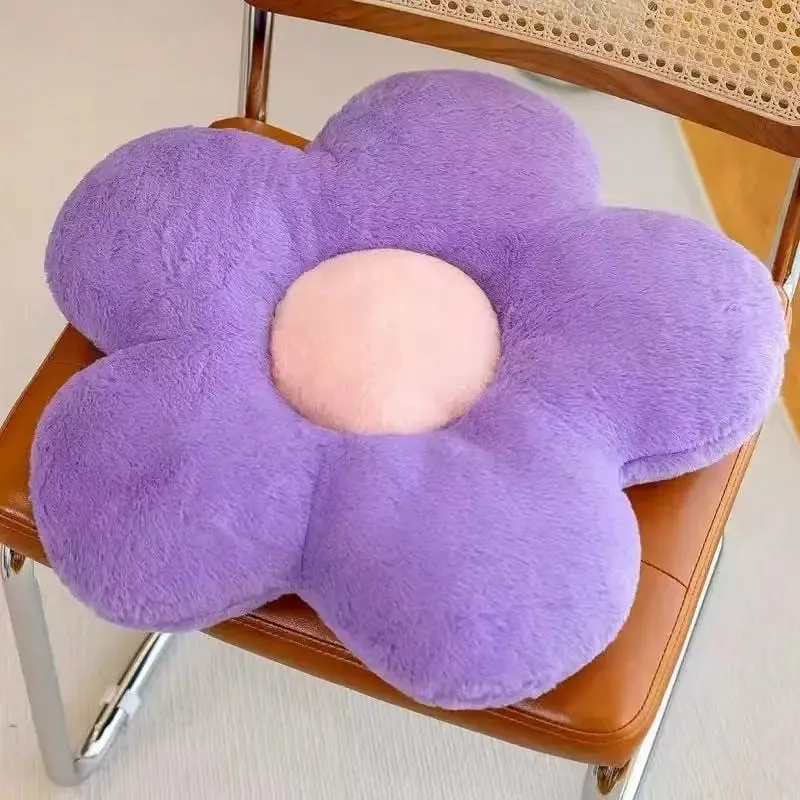 Generic Flower Shaped Plush Seat Cushion Soft Memory Cotton Round Pillow For Chair Bedroom Window Sofa Home Decor — image 16