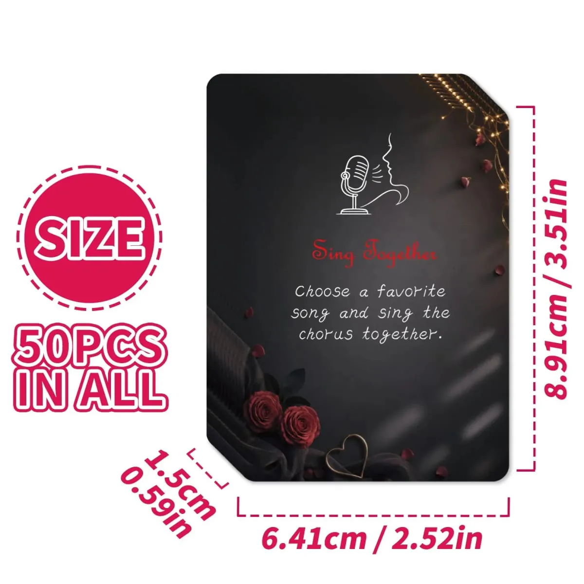 50Pcs Romantic Couple Challenge Cards Black Rose Design Interactive Communication Dating Game Cards for Couples Night — image 6