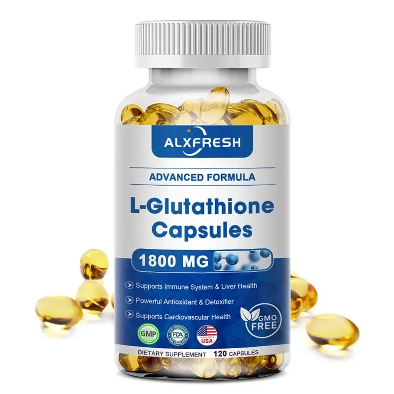 Alxfresh L-Glutathion 1800 mg | L-Glutathion gereduceerd supplement | Niet-GMO en glutenvrij | Immuniteitssysteem | Antioxidant-ondersteuning