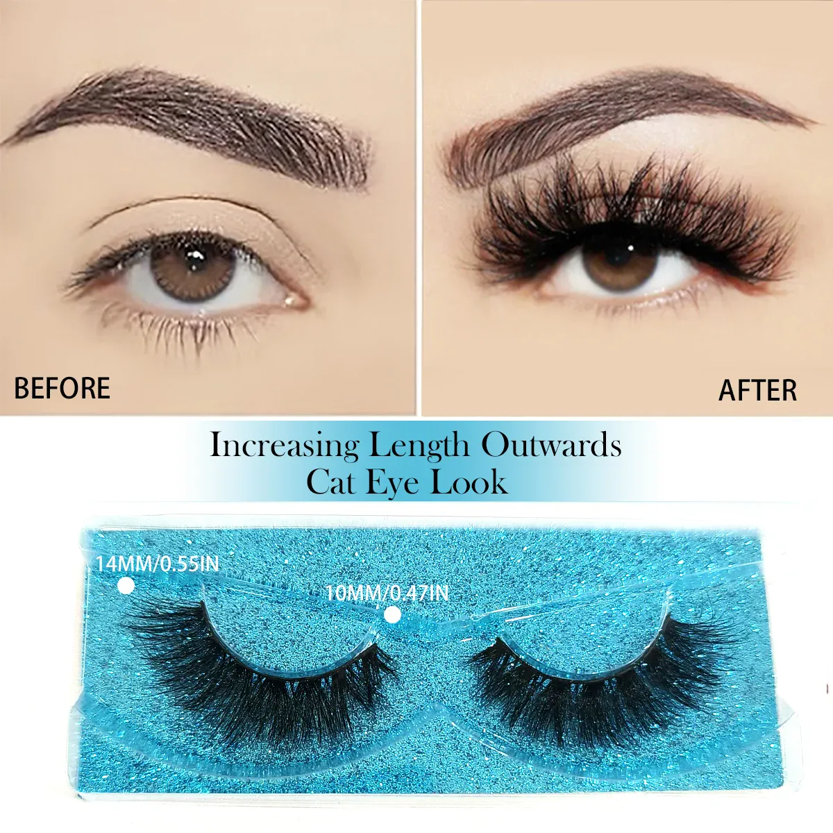 100 Pairs Cat Eye Lashes Natural Long Mixed Style Curling Fluffy Faux Eyelashes Individual Packing Manga Lashes — image 6