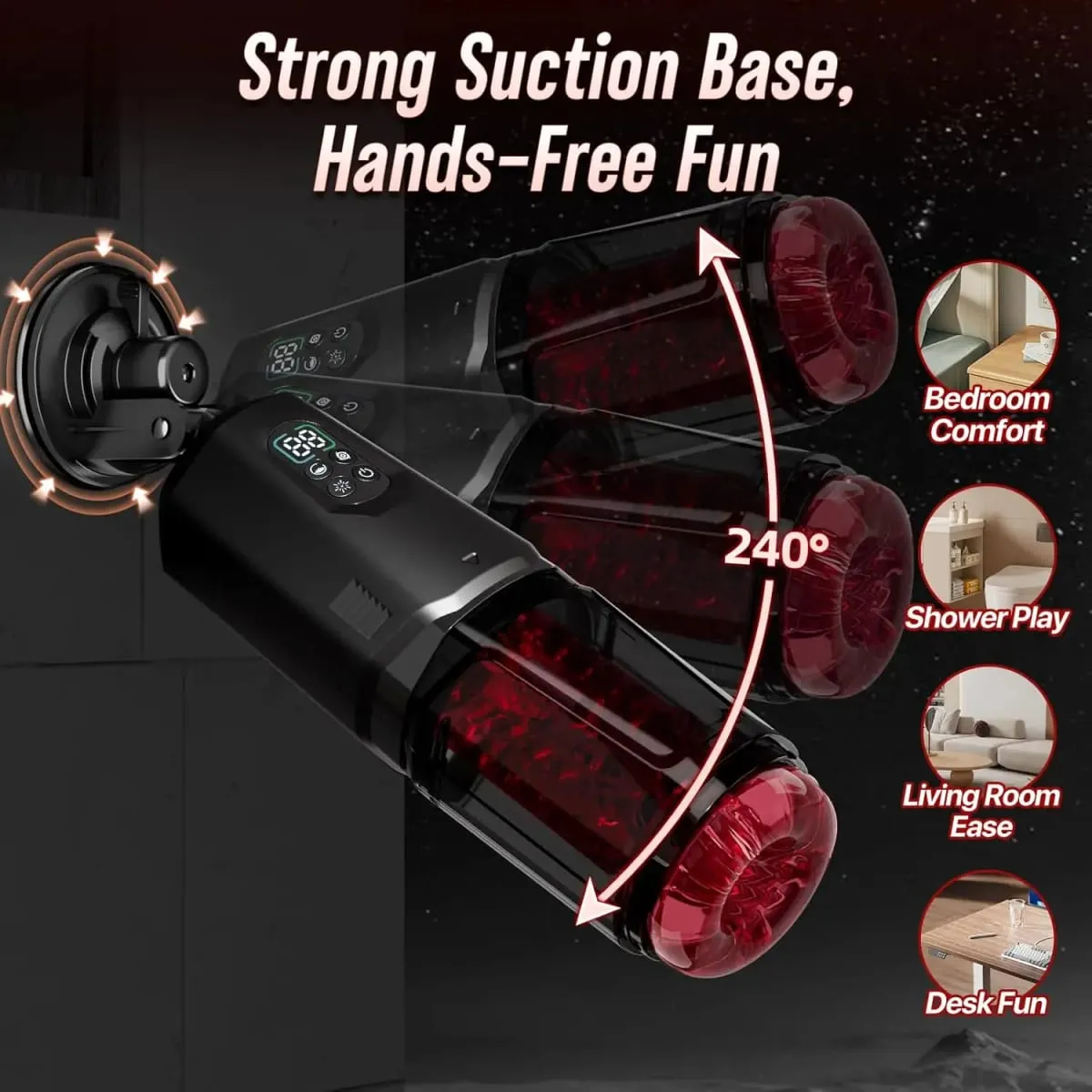 Adult Toys Automatic Masturbator Stroker with 7 Thrusting Rotating 7 Licking Vibrating Modes Hands-Free Sex Machine Pocket Pussy — image 3