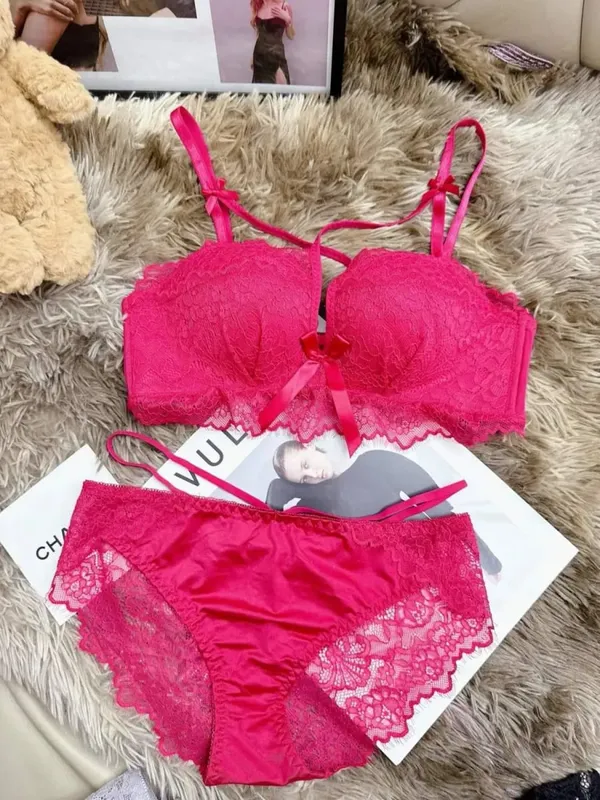 Soutien-gorge push-up pour petite poitrine – Ensemble bralette en dentelle chic français sans fil, soutien confortable, sous-vêtements anti-affaissement pour petites femmes — image 14