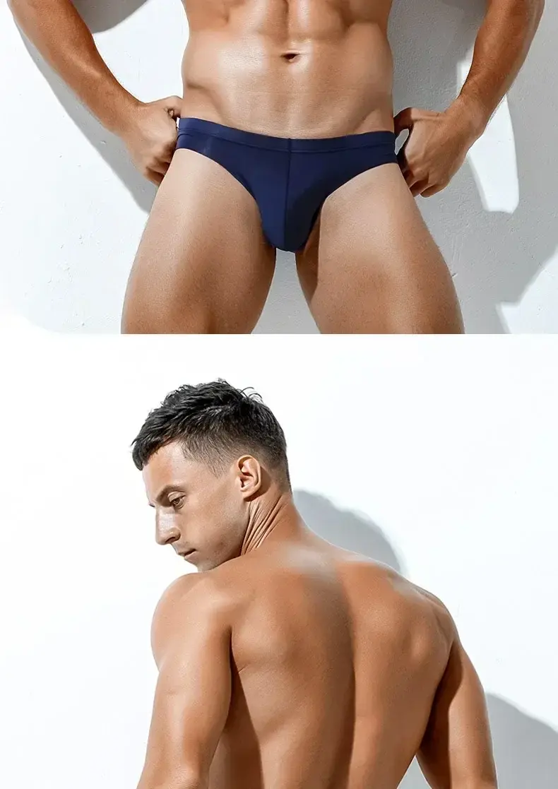 2PCS Men's summer underwear: Ice Silk, low-waisted triangular underpants, personalized, ultra-thin, breathable shorts — image 16