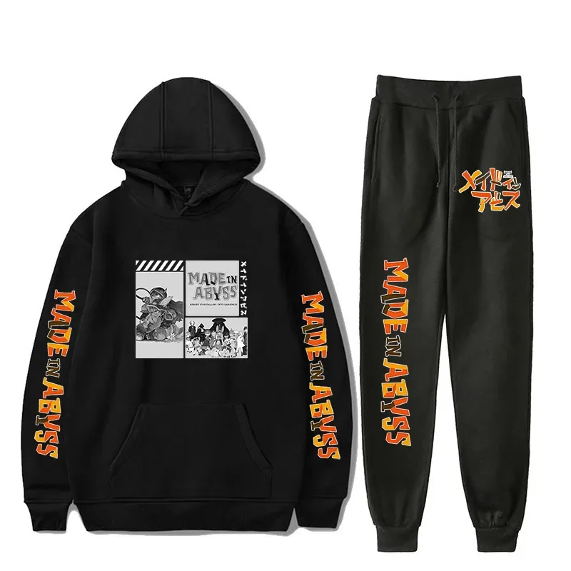 Harajuku Comfortable Made in abyss Print Sweatshirt Sweatpants Suit Men/Women Hoodies+ Trousers Suit Cute 2 Piece Set Clothes — image 10