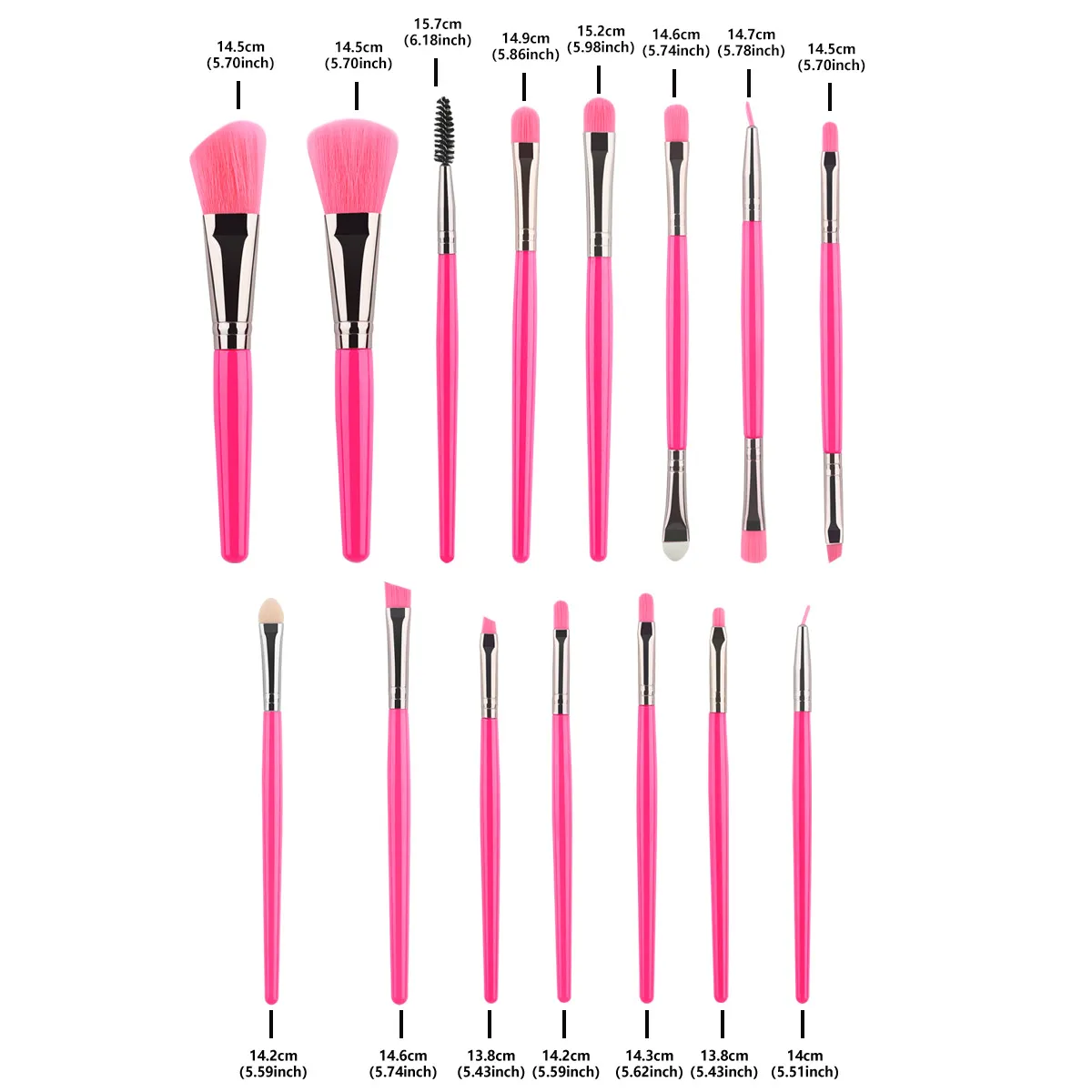 15pc Makeup Brushes Set Face Eyes Make Up Brush Eyelash Eyeshadow Eyebrow Eyeliner Foundation Powder Blush Highlight Lips Brush — image 3