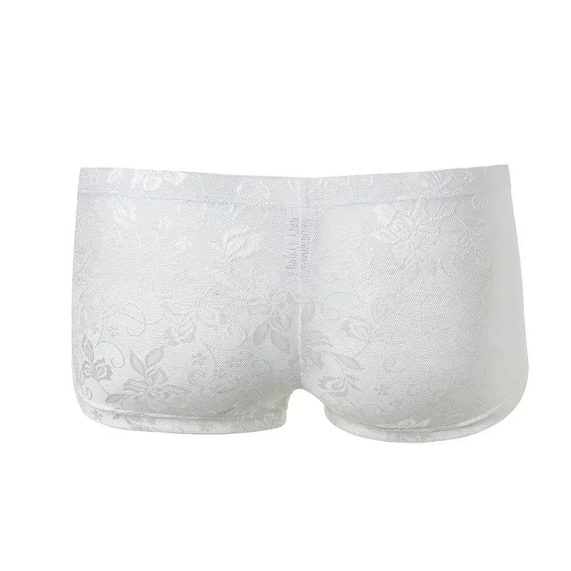 Men's Ice Silk Transparent Floral Lace Boxer Briefs Breathable Cool See-Through Underwear 5 Colors Available — image 3