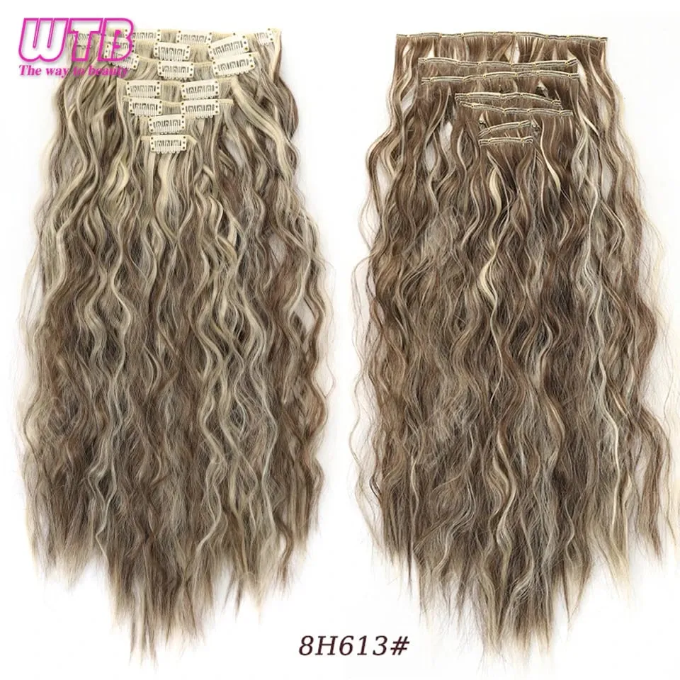 Synthetic 16 Clips in Hair Extensions Long Wavy Hairstyle Blonde Black Hairpieces Heat Resistant False Hair Daily Use — image 13