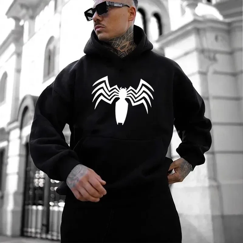 2026 Autumn and Winter New Men's Hoodie Street Fashion Spider Print Sportswear Women's fleece Casual Fun Wear — image 3