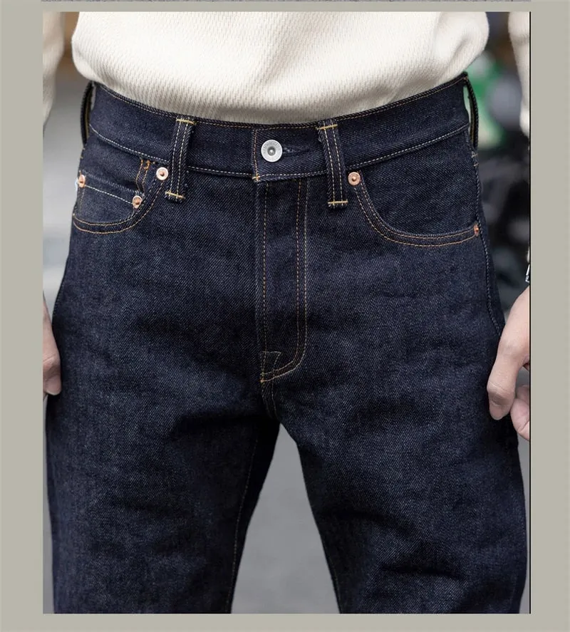 Red Tornado NOIR 21oz Selvedge Denim Slim Straight Cut Jeans Indigo Rugged Americana Style Men's Casual Pants — image 9