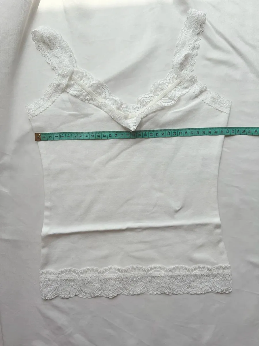 Sweet Lace Patchwork Slim Tank Tops Women Summer White Sexy Simple Cotton Soft Sleeveless Vests Female Vintage Chic Y2K Camisole — image 7