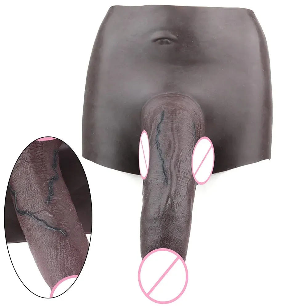 Black Realistic Penis Sleeve Pants Silicone High Waist Male Strap-On Dick Extender Delay Ejaculation Couple's Sex Tools — image 4