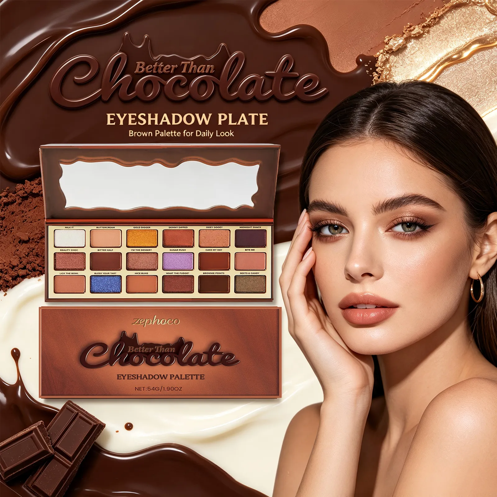 18 Color Chocolate Style Eyeshadow Palette Earth Colored Highlight Cool Tone Long Lasting Pigmented Eyeshadow Eye Makeup — image 6