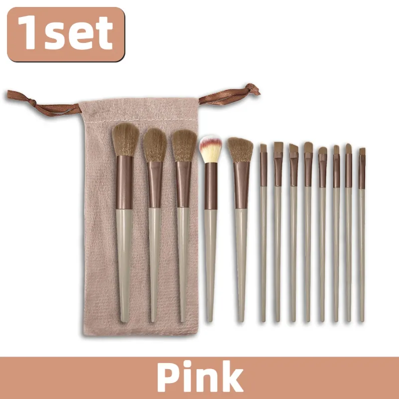 13PCS/set Makeup Brushes Set Soft Synthetic Fiber Cosmetic Brushes For Face Eyes Foundation Blush Eyeshadow With Storage Pouch