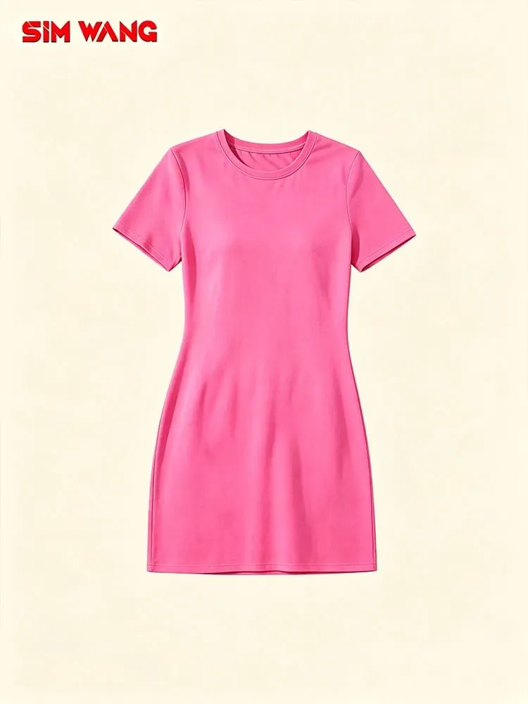Loose Casual Fuchsia Short-Sleeve Dress European & American Style Women's Summer Apparel for Export — image 6