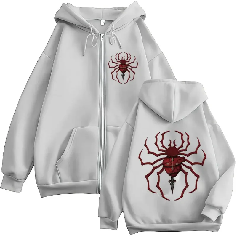 Anime Hunter X Hunter Phantom Troupe Spider Logo Mikiny na zip Pánské mikiny s kapucí na zip Dlouhé rukávy Pulovry Bundy — image 7