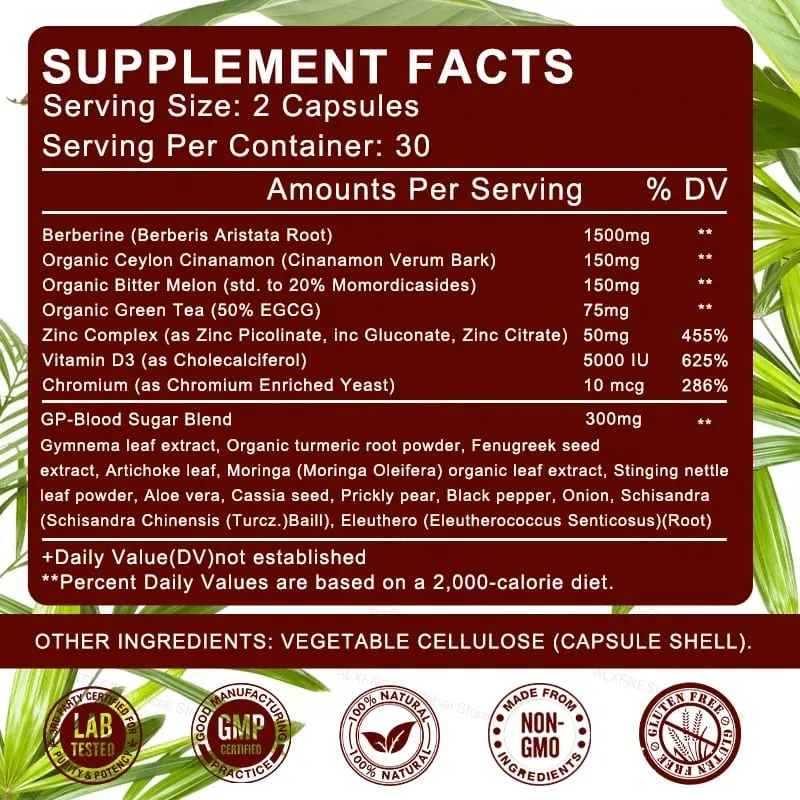 Berberine Capsules For Regulate Blood Sugar and Improve Insulin Resistance Polycystic Ovary Syndrome Cardiovascular Fatty Liver