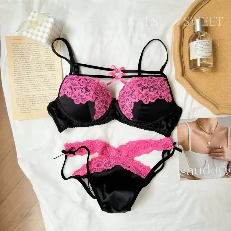 Sexy Lace Bra Set Women Ultra Thin Push Up Small Bust Anti-Sagging Comfort Party Lingerie Breathable Hot Sale Bra and Panty Set — image 11