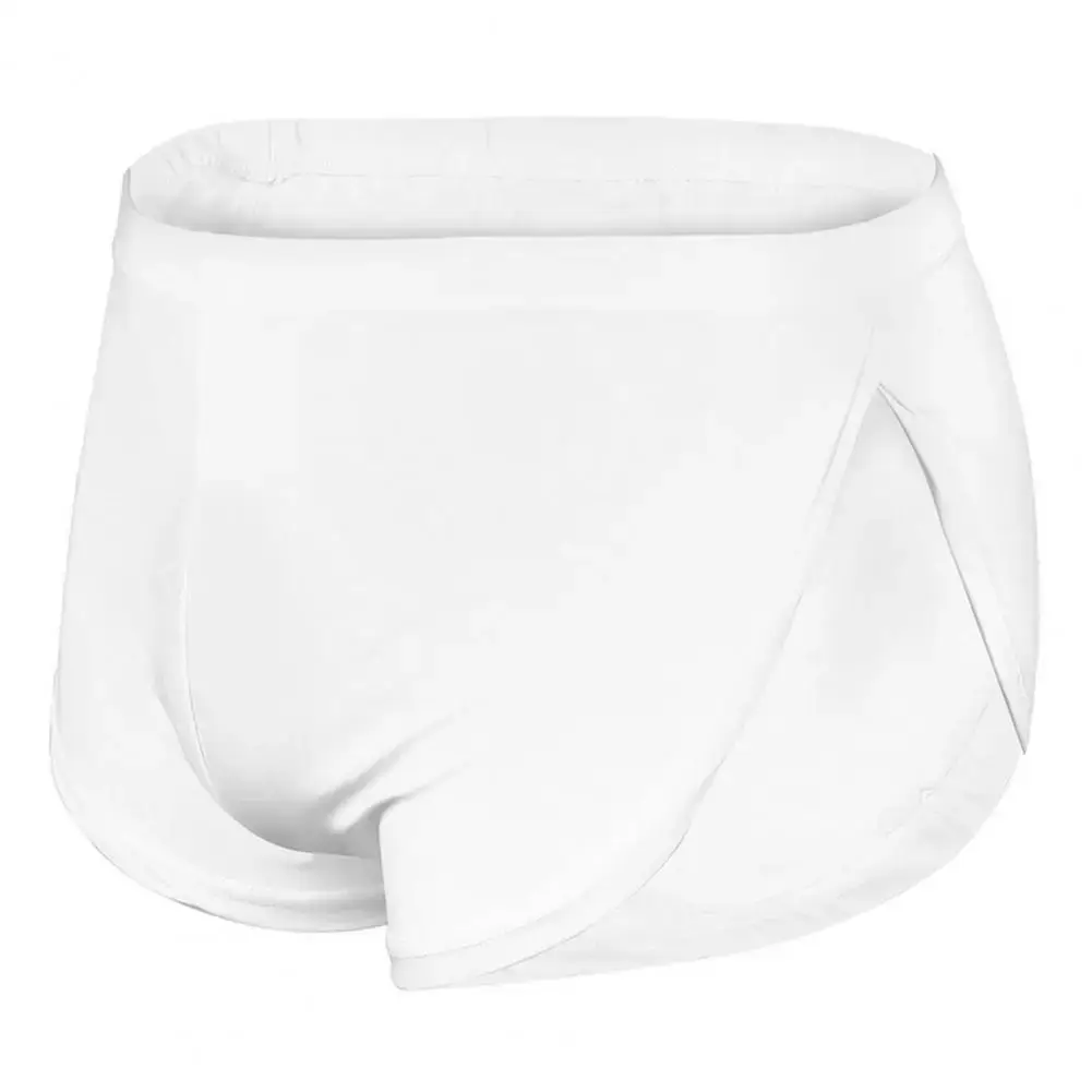 Men Solid Color Breathable Low-rise Shorts Panties Elastic Waist Side Split Ice Silk Lounge Shorts Underpants Sleepwear — image 3