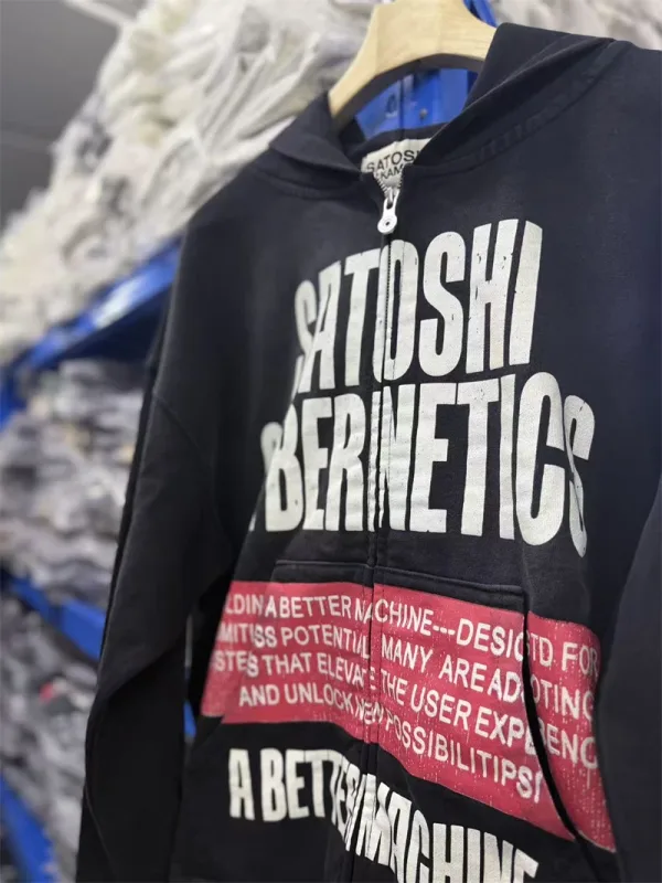 New SN Letter Printed Washed Retro Splashed Ink Zipper Hoodie Street Casual Cotton Loose Versatile Sports Oversize Trendy Top — image 16