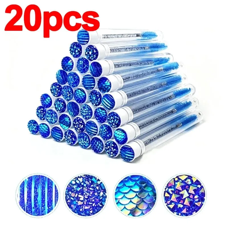 New 20/40pcs Disposable Eyelash Brush Tube Mascara Wands Tubes Dust-proof Lash Spoolies Storage Makeup Tool HZS36