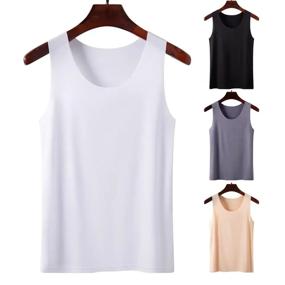 Women Bottoming Vest Ice Silk Seamless Sleeveless Pure Color Plus Size Stretchy Round Neck Dry Dry Cooling Camisole Basic Top 80 — image 7