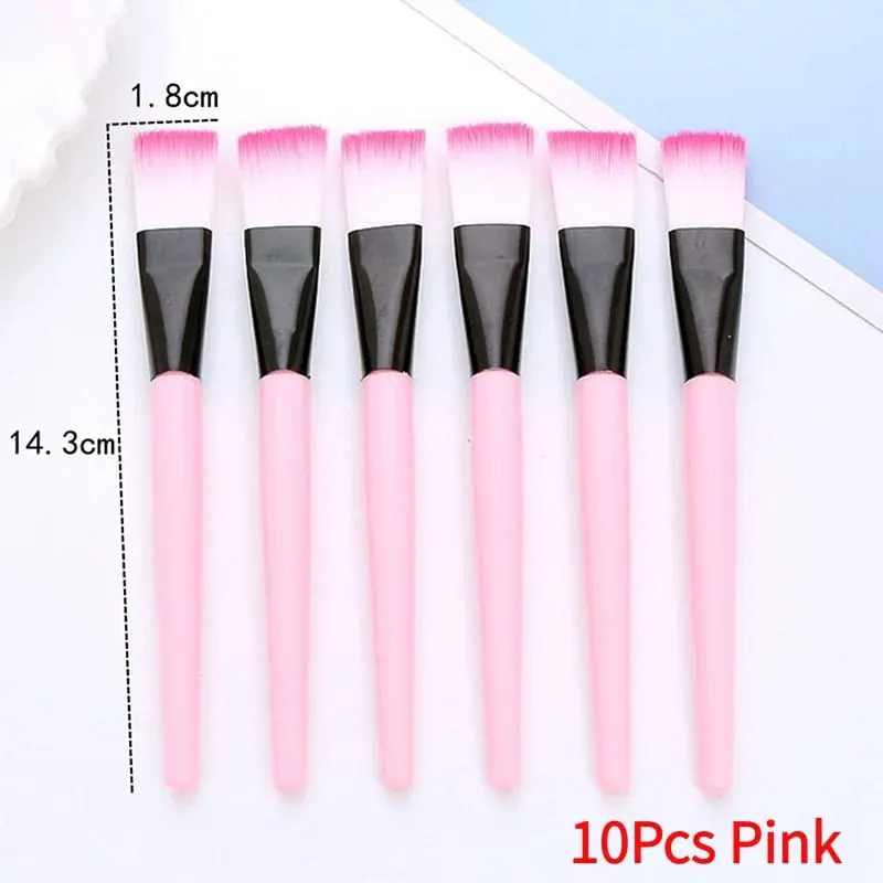 10Pcs Facial Mask Brush Makeup Brushes Eyes Face Skin Care Masks Applicator Cosmetics Mask Brush Tools Pink Handle.