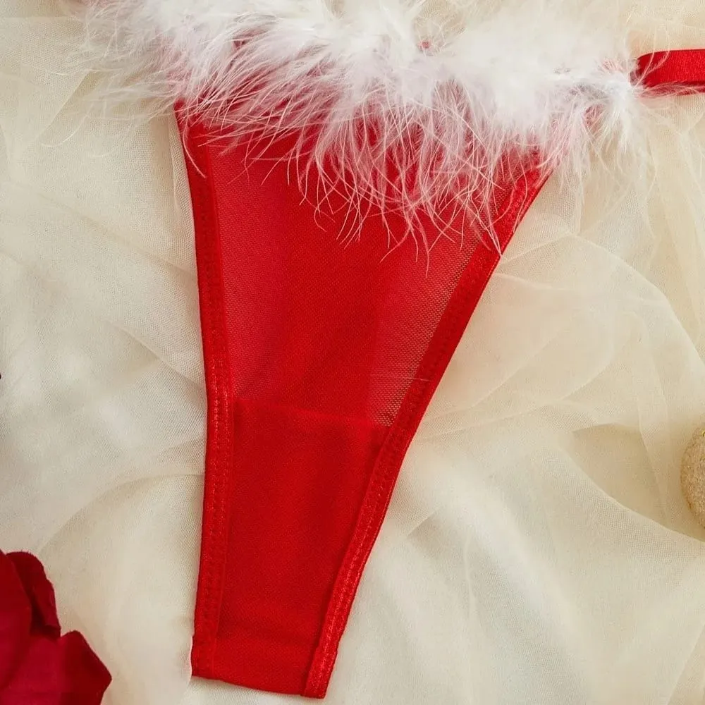 Sweet Furry Women's Underwear Wireless Bow Decor Lingerie Set Romantic Intimate Mesh Transparent Bra Panties Suit Anniversary — image 5