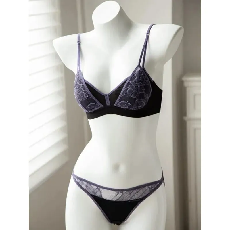 French Lace Bra Women Wireless Unlined Sheer See Through Sexy Demi Cup Lightweight Comfort Summer Lingerie Set Small Bust S-XL — image 3