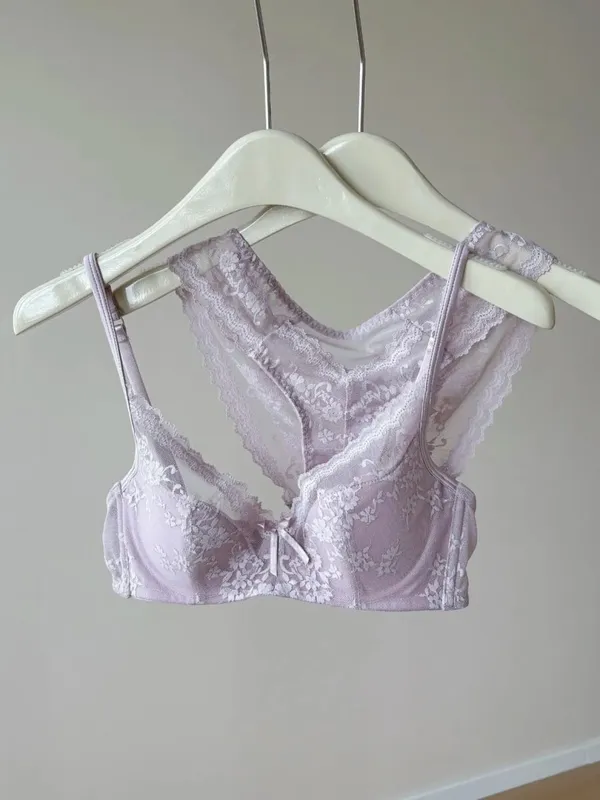 French Style Lace Underwire Bra | Half Cup Push Up Bra Large Bust Summer Lightweight Slimming Anti Sag Lingerie Set BANERDANNI — image 8