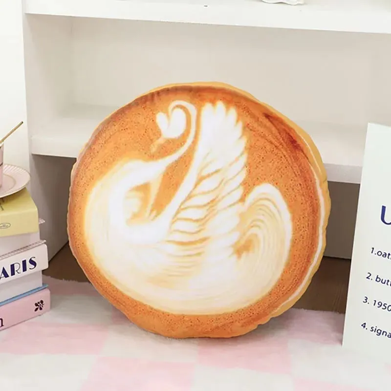 36x36cm Latte Coffee Round Plush Pillow Stuffed Soft Drink Food Images Seat Cushion for Sofa Chair Indoor Decor Gift