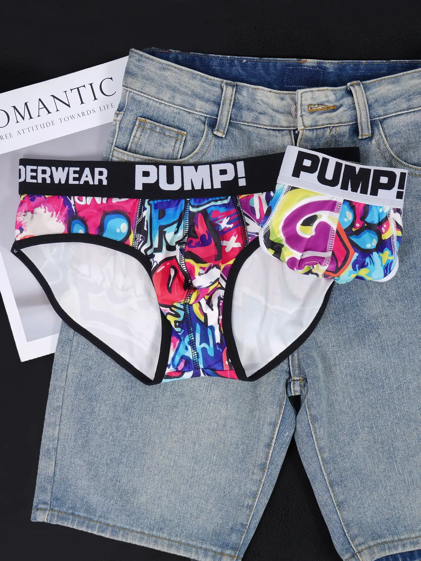 Men’s Graffiti Print Triangle Underwear Elastic Waistband Ice Silk Breathable Underwear 3256811822635074 — image 4