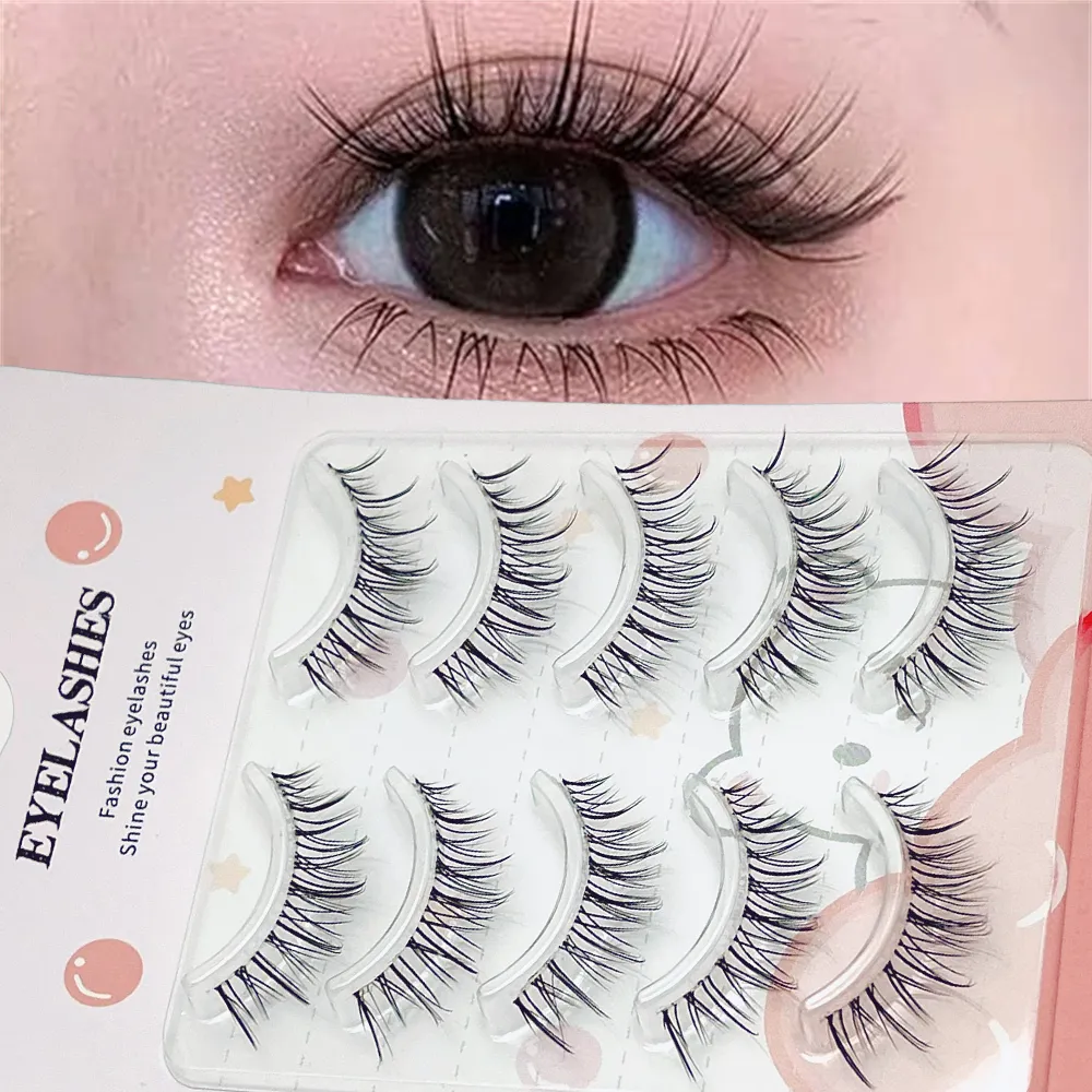 5 pares de extensiones de pestañas onduladas de tallo transparente: reutilizables, fáciles de aplicar, aspecto natural que mejora la apariencia de los ojos. — image 5