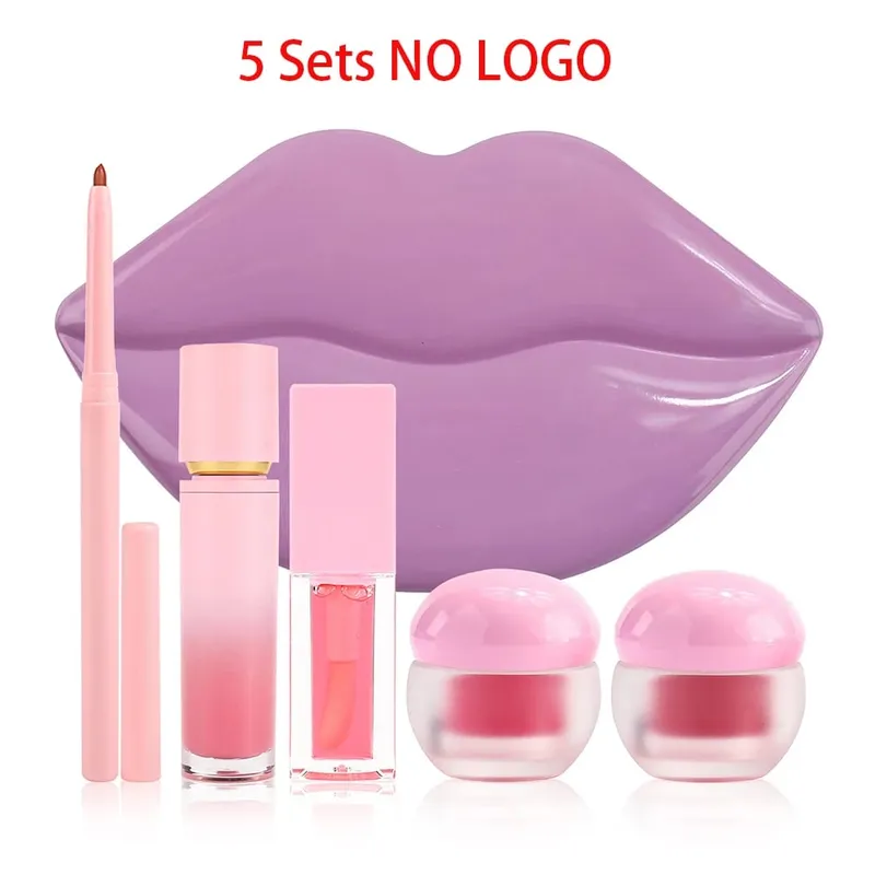 Set trucco labbra vegano 5 in 1 Set maschera olio lucida Liner Scrub Etichetta privata Logo personalizzato Fornitura all'ingrosso all'ingrosso per rivenditori — image 9