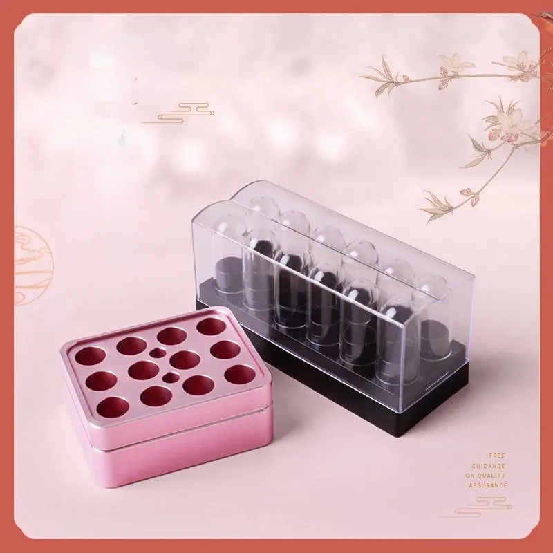 Diy Bahan Gincu Buatan Tangan Acuan Contoh Aluminium 12 lubang Buatan sendiri 9.3mm Tiub Sampel Kecil Gincu Set Tiub Kosong