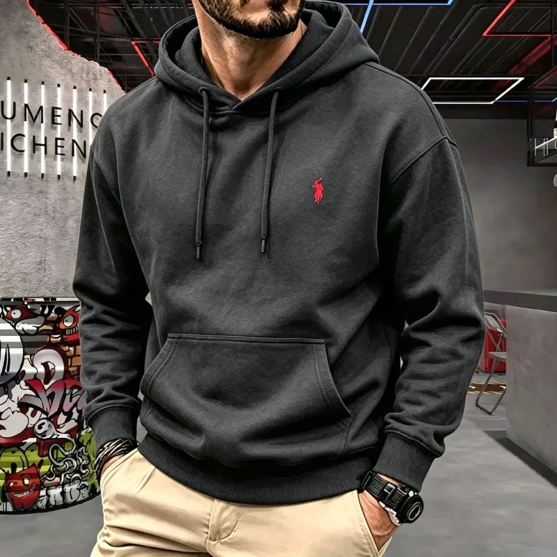 High-end herrhuv med långärmad 2026 höst-vinter lyxig fashionabla hästbroderi golftopp ledig hoodie herrkläder — image 5
