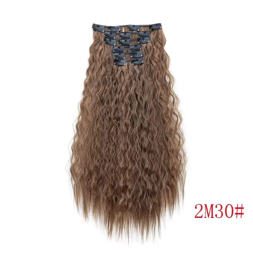 24 Inch Clip In Hair Extensions 6PCS Hair Extensions Long Water Wave Hair Full Head Synthetic Clip On Hairpiece For Women Girls — image 11