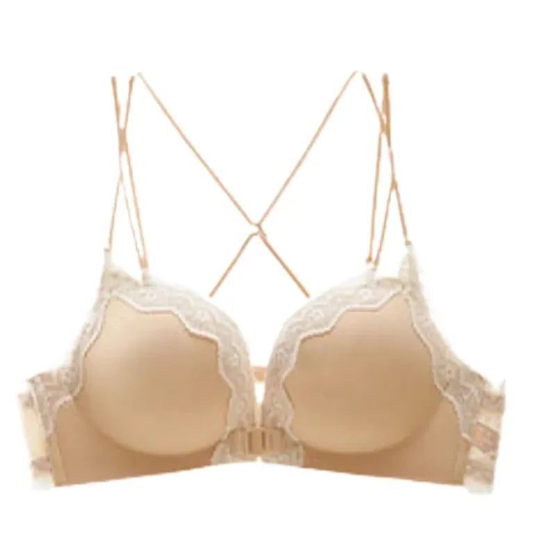 Best Selling Leopard Print Front Closure Push Up Bra Set Sexy Back Design Small Bust Enhancing Women Lingerie — image 14