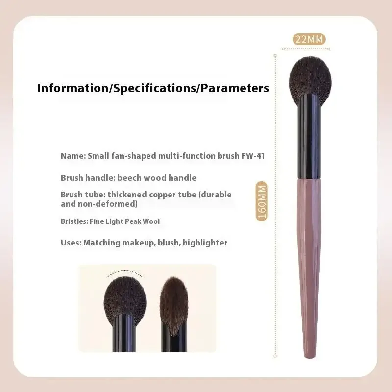 【1Pcs Small Fan Shape Blusher Brush Powder Blush Cream Liquid Blush Makeup Brushes Precise Blush Brush Makeup Tools】
