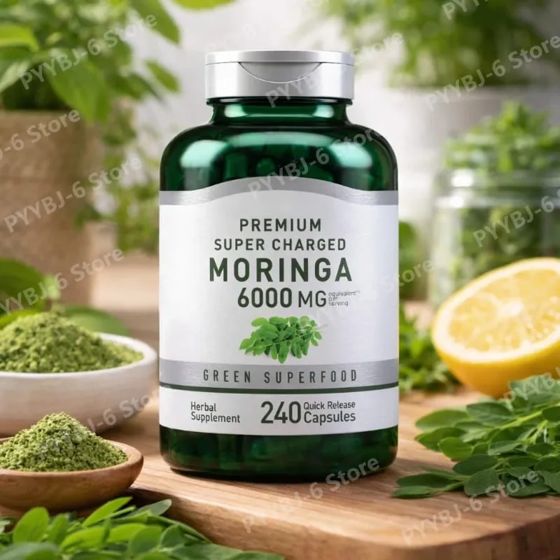 Moringa Oleifera Supplement 6000mg Concentrated Leaf Extract Supports Overall Health & Wellness Non-GMO 240 Capsules for adult — image 1
