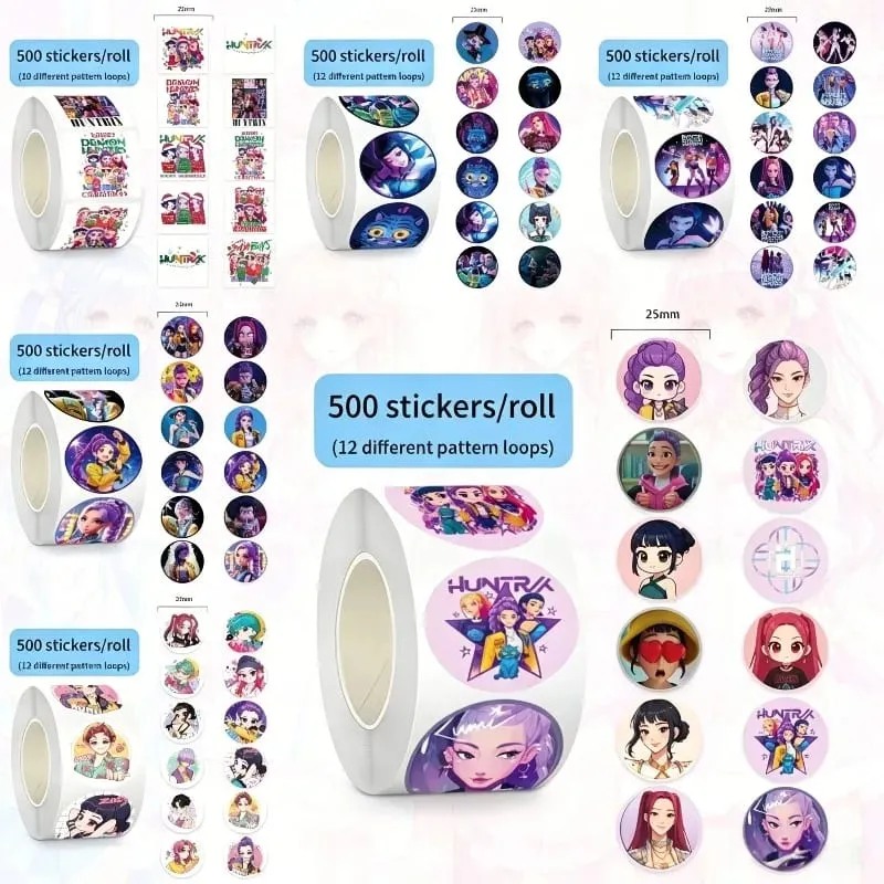 NEW 500pcsRoll Popular Anime KPop Stickers Tiger Theme DIY Waterproof Decals for Scrapbook Phone Luggage Skateboard Laptop Decor — image 1