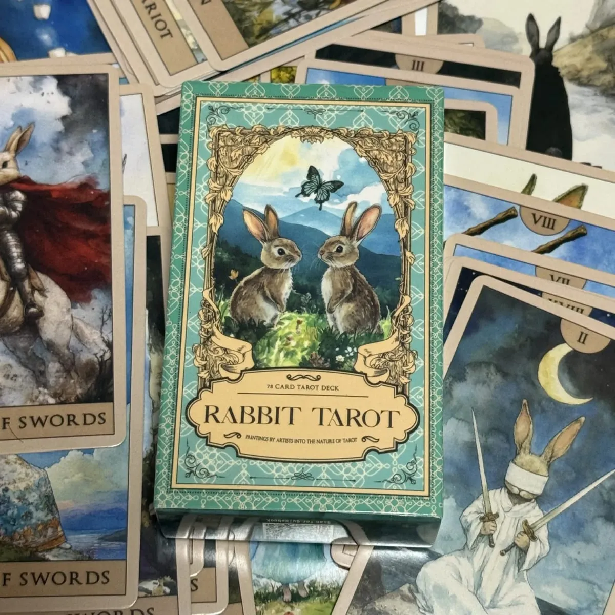 Jeu de Tarot lapin, 78 pièces, jeux de société, cartes aquarelle anglaises, cartes de Divination mignonnes — image 4