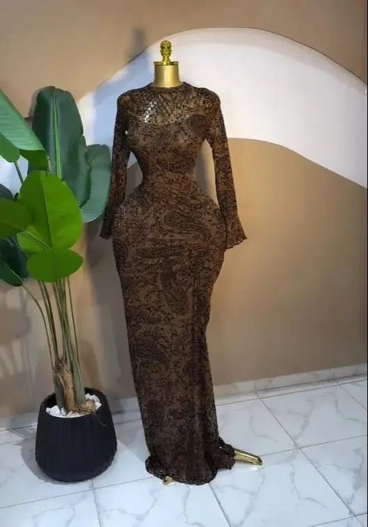 CM.YAYA 2025 Women Long Sleeve Ruched Mesh See Though with Lining Bodycon Long Dress Fall Evening Birthday Sexy Party Dresses — image 11