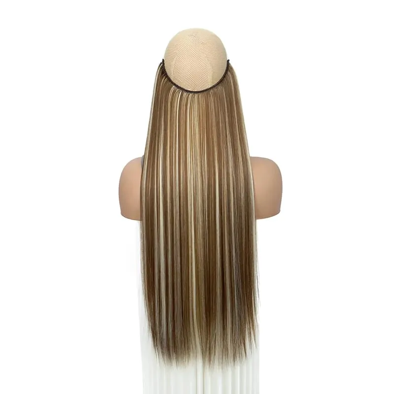 22Inch Synthetic Long Straight Fish Line Hair Extension Invisible Wire Halo Hairpiece Heat Resistant Fiber Hair for Women — image 14