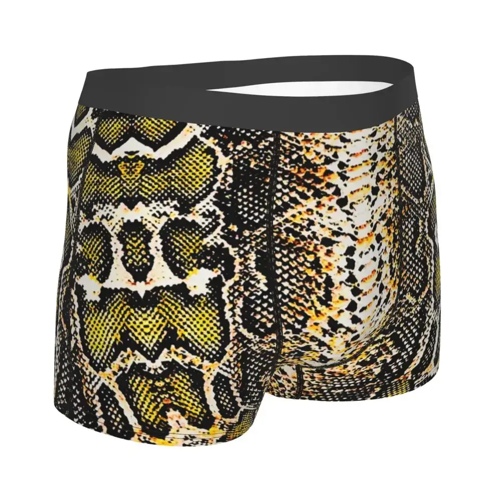 Sous-vêtements imprimés peau de serpent personnalisés pour hommes, Boxer extensible à Texture animale, slip short, culotte douce pour Homme