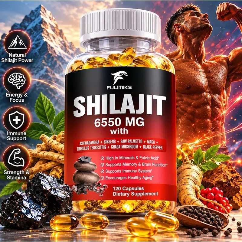 Shilajit 6550MG Capsules with Ashwagandha & Ginseng Supports Energy Stamina Immunity Brain Function & Healthy Aging — image 3