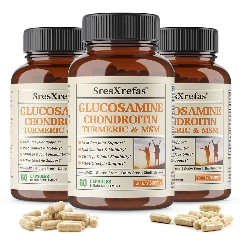 Glucosamine Chondroitin MSM Turmeric Capsules Supports Hips Knees Joint Bone Cartilage Health & Mobility Flexibility